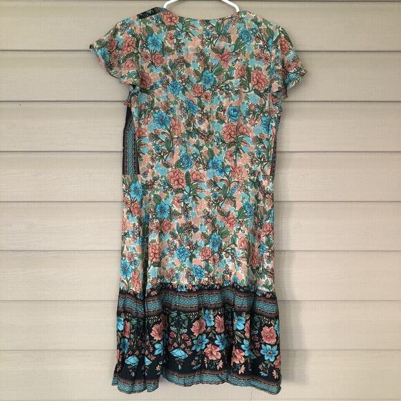 R Vivimos Dress Sz 4/6 Wrap Dress Swim Coverup Cottagecore Boho Floral New - Picture 5 of 8